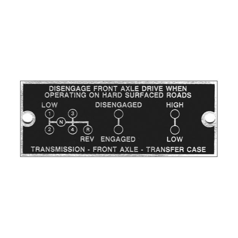 New Data Plate #14 – 2-Speed Transfer Case 1-1/2 Ton 6×6 & Power Wagon