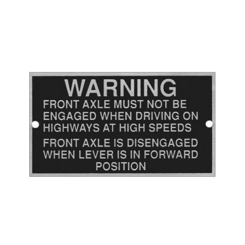 New Data Plate #15 – Power Wagon Front Axle Warning