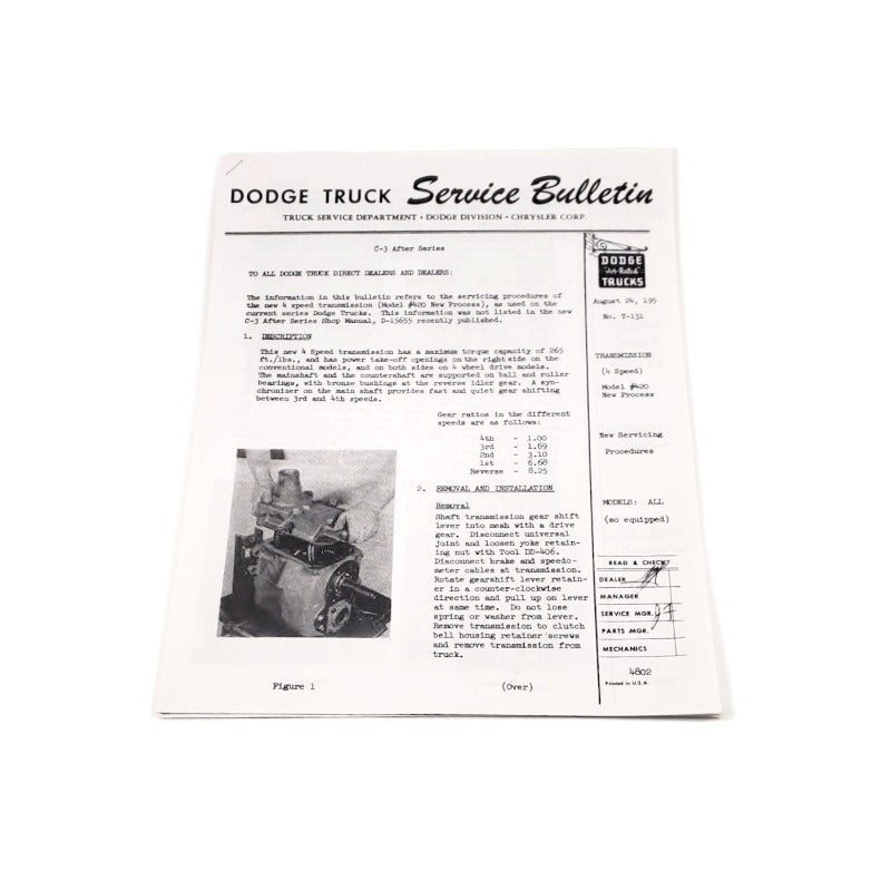 New Dodge Truck Service Bulletin – Transmission – RBK-384
