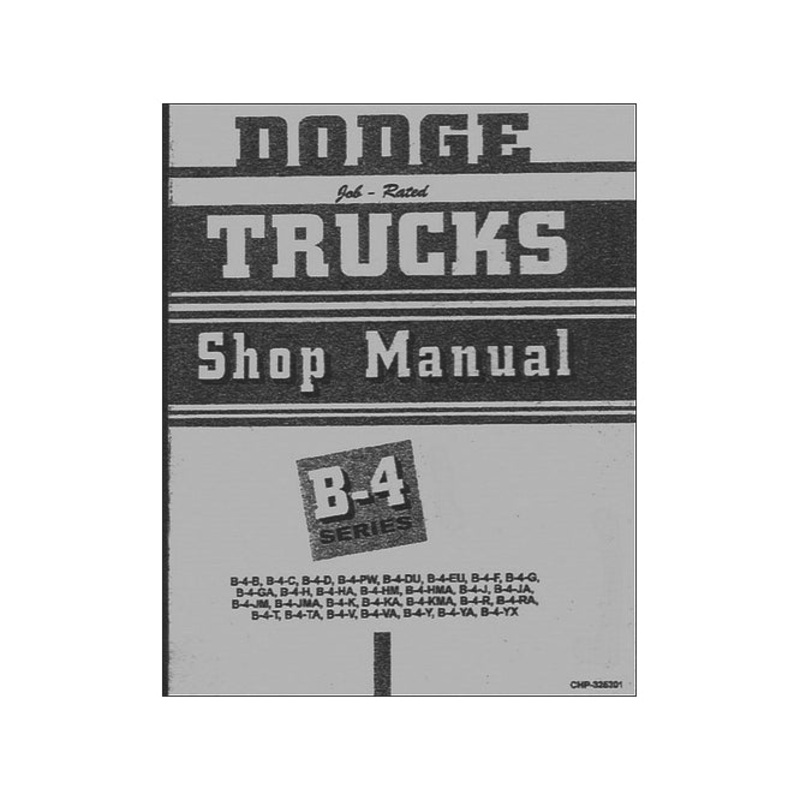 New Dodge Trucks Shop Manual B-4 Series (late) 1953 – RBK-378