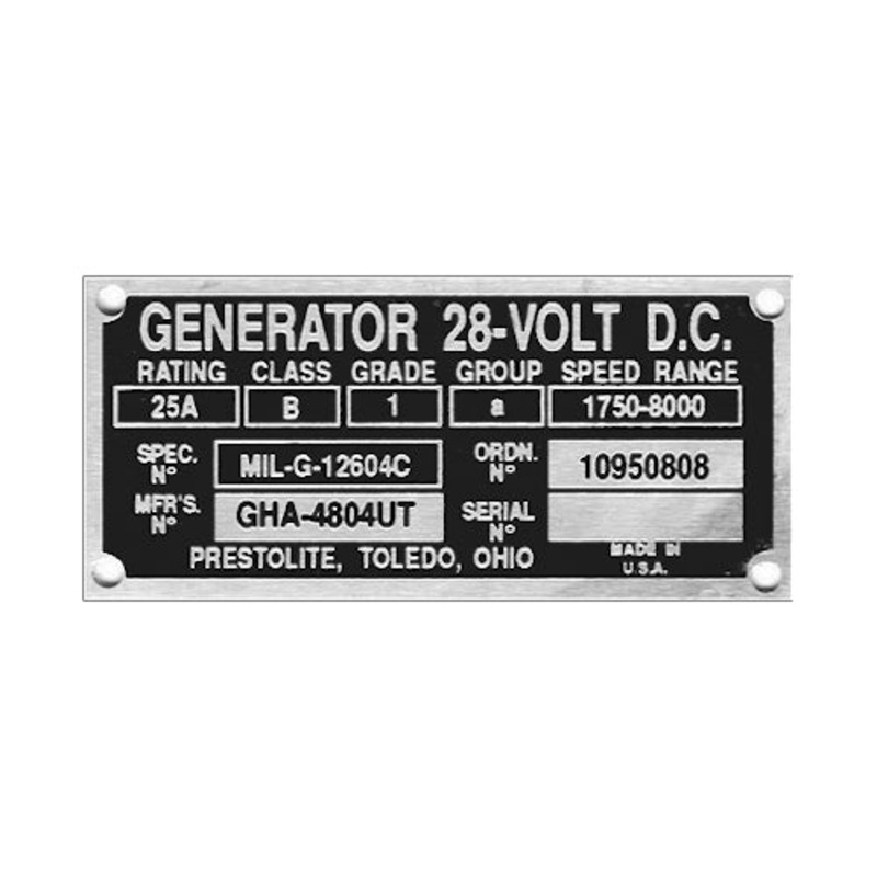 Data Plate #42 – M37 / M43 Generator