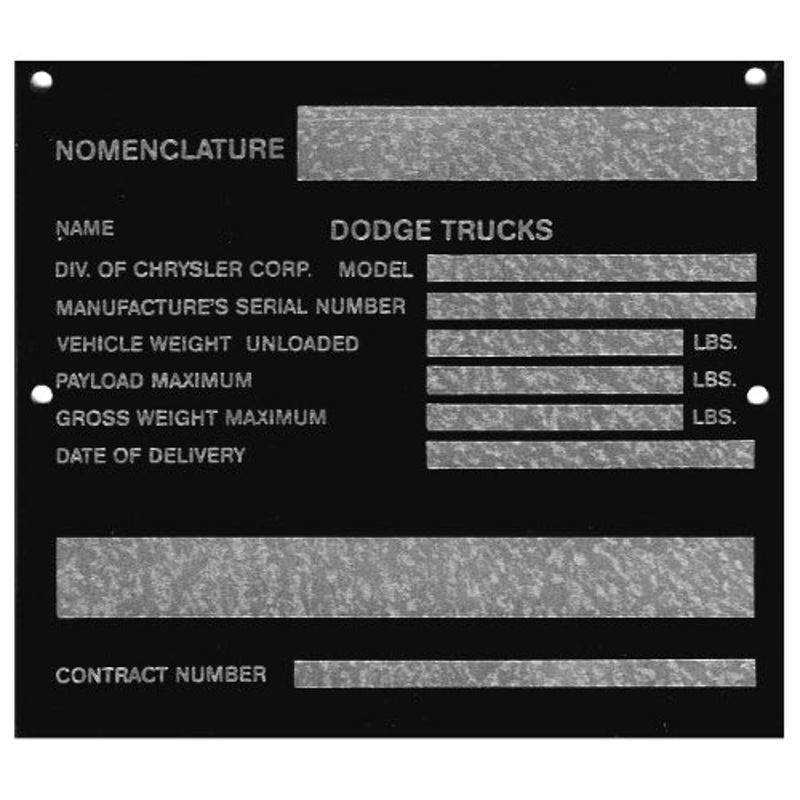 Data Plate #49 – M601 / M615 Main I.D.