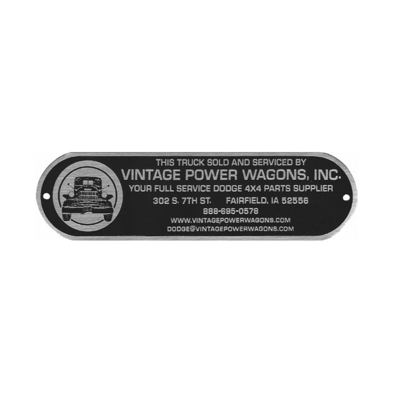 Data Plate #57 – Vintage Power Wagons Service Plate