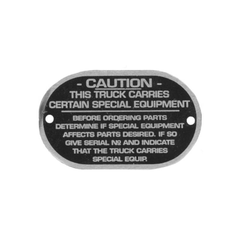 Data Plate #61 – Power Wagon Caution Special Equipment