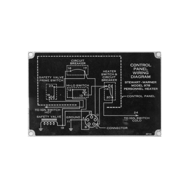 Data Plate #62 – USED Stewart / Warner 978 Personnel Heater Control Panel Wiring Diagram