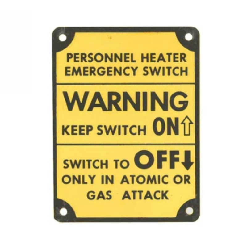 Data Plate #64 – 978 Personnel Heater – ON/OFF Instructions