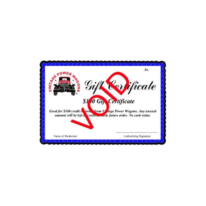Vintage Power Wagons Gift Certificate $25.00